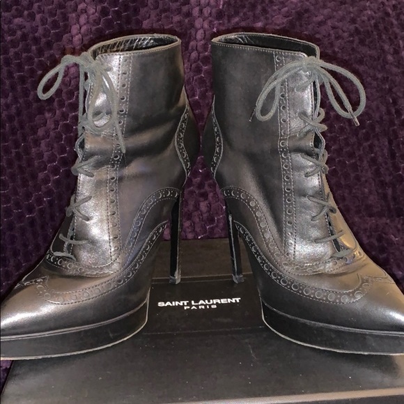 YSL SETA CALF OXFORD NERO BOOTIE - Picture 3 of 11